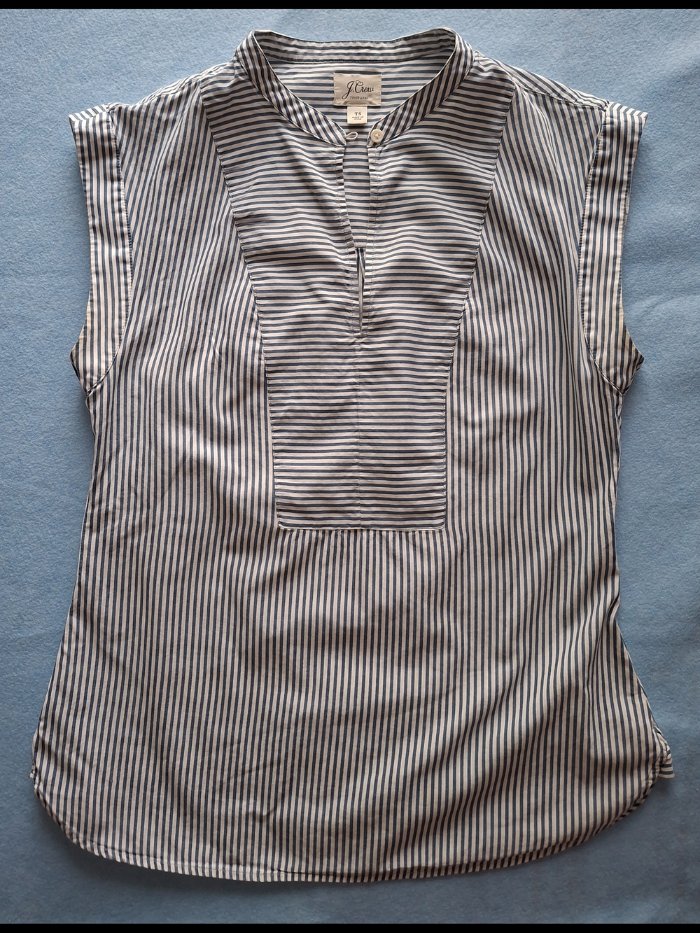 J. Crew Sleeveless Striped Cotton Top in Navy and White